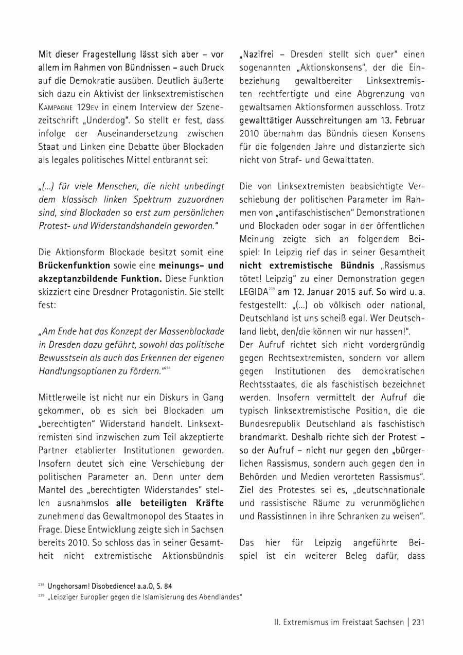 Seite 232 des Verfassungsschutzbericht 2014 Sachsen