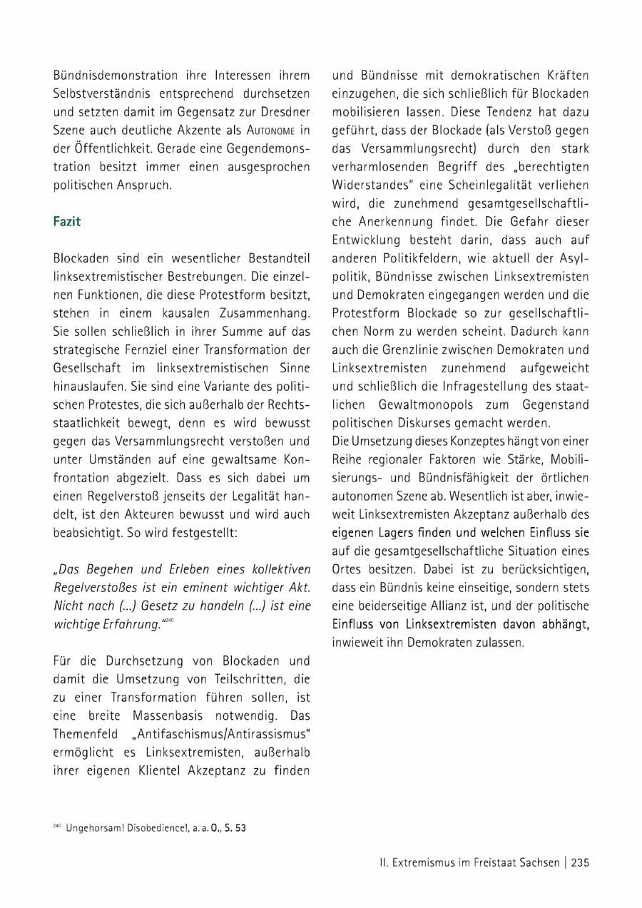 Seite 236 des Verfassungsschutzbericht 2014 Sachsen
