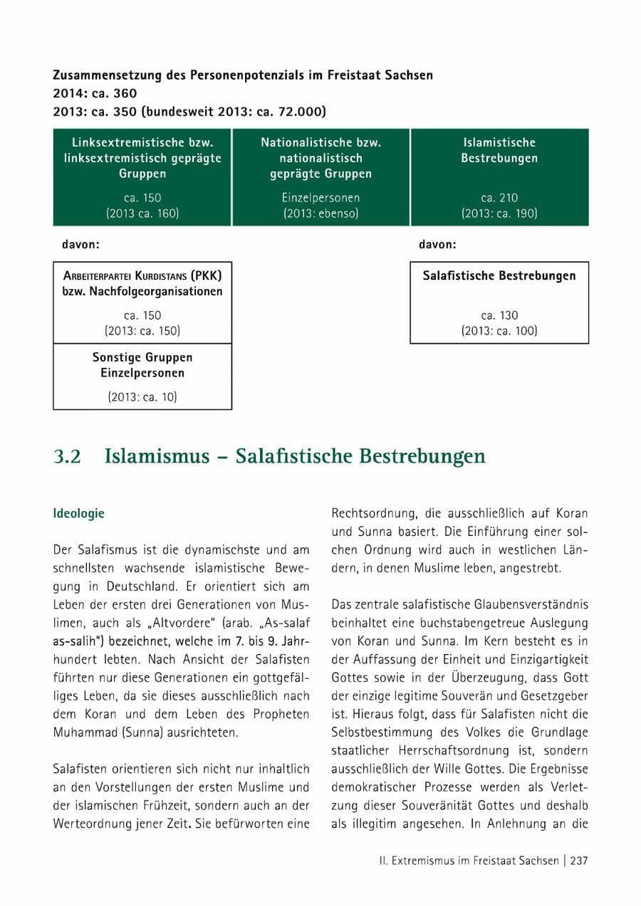 Seite 238 des Verfassungsschutzbericht 2014 Sachsen