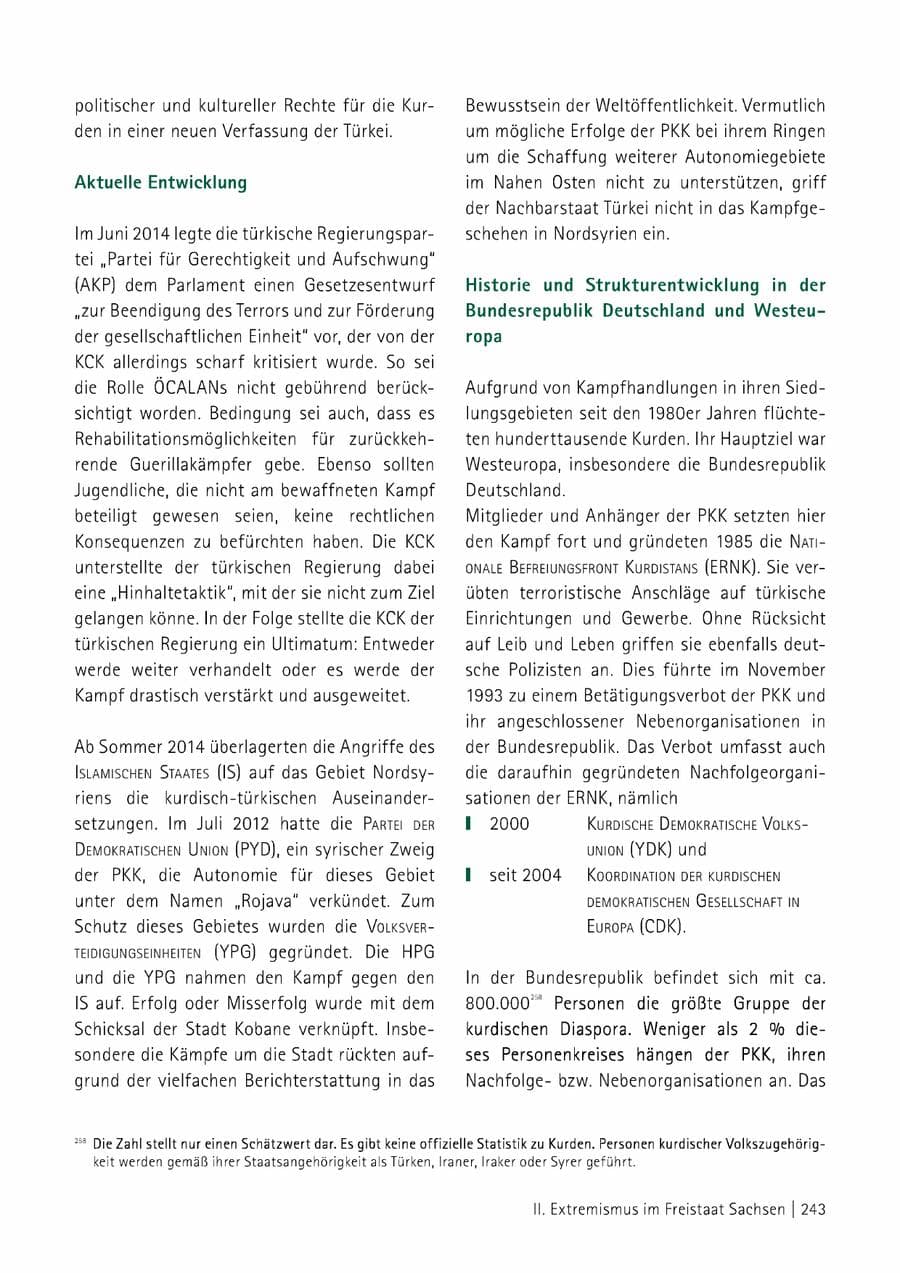 Seite 244 des Verfassungsschutzbericht 2014 Sachsen