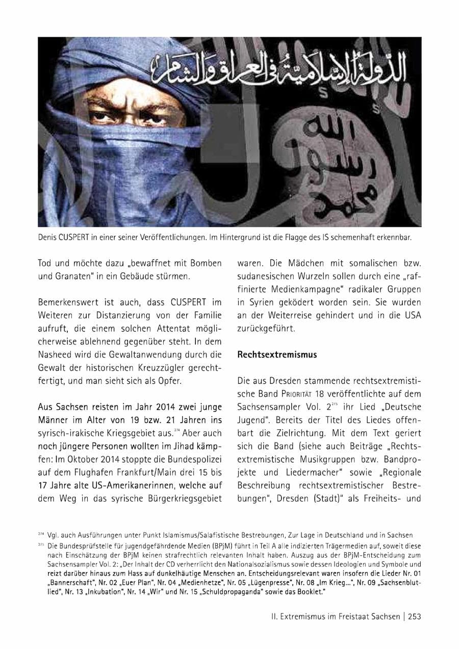 Seite 254 des Verfassungsschutzbericht 2014 Sachsen