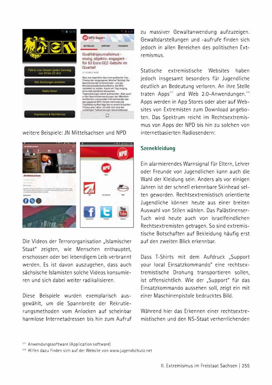 Seite 256 des Verfassungsschutzbericht 2014 Sachsen