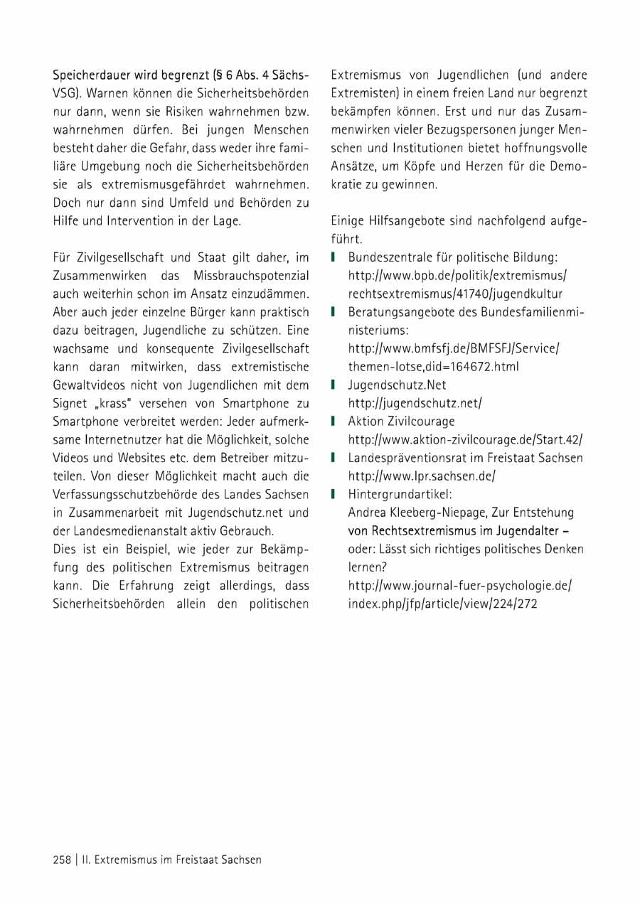 Seite 259 des Verfassungsschutzbericht 2014 Sachsen