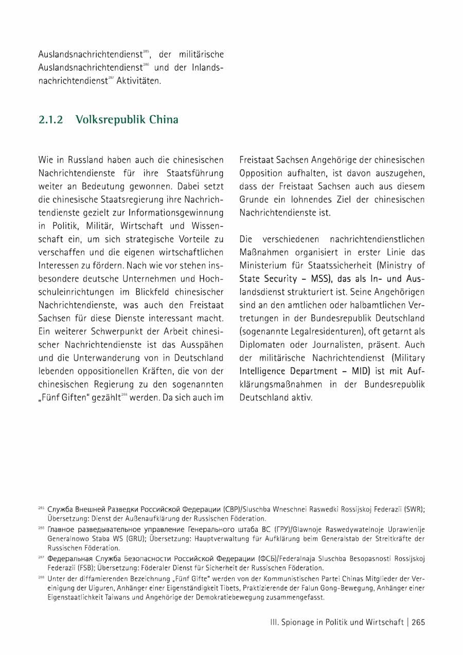 Seite 266 des Verfassungsschutzbericht 2014 Sachsen