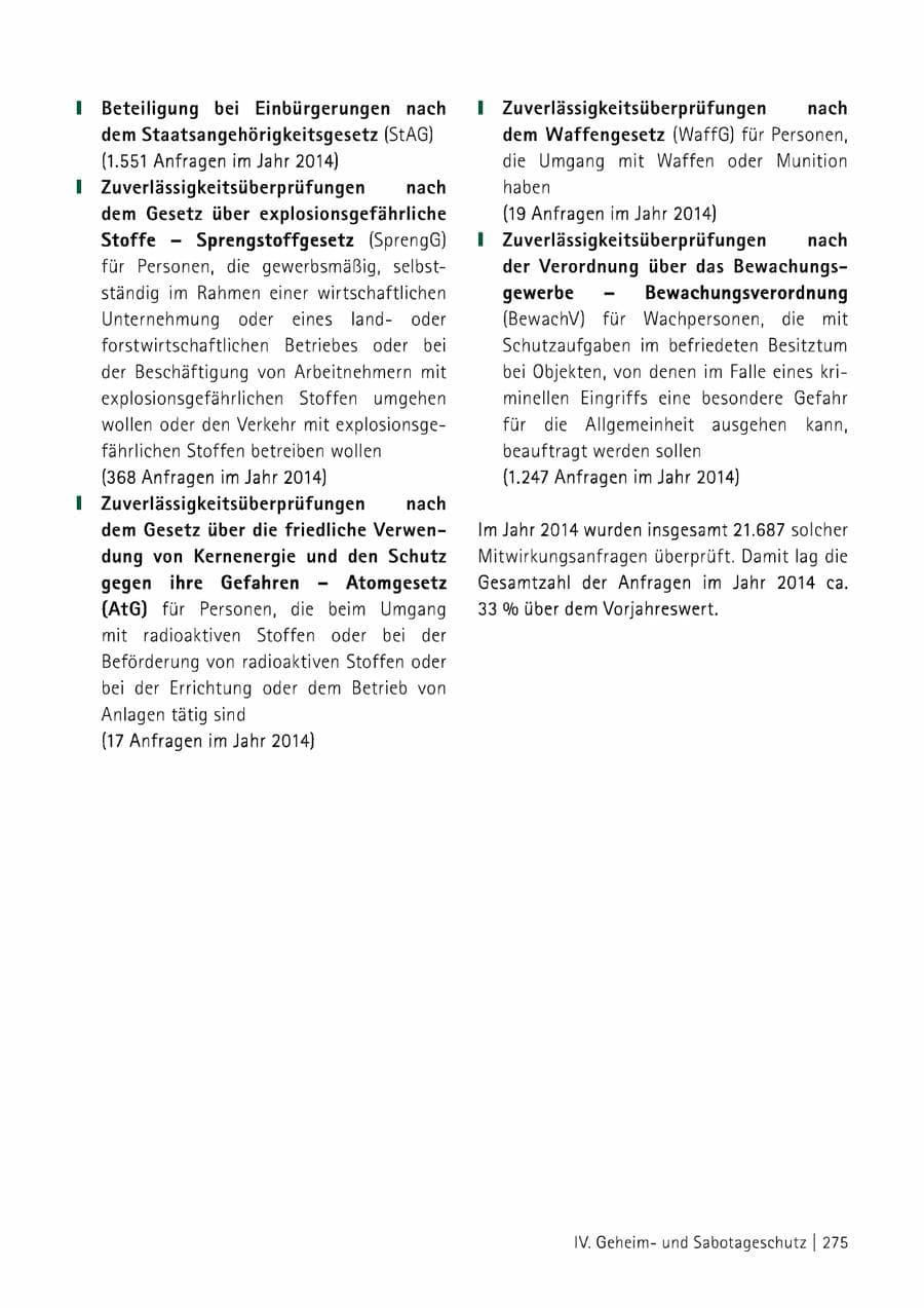 Seite 276 des Verfassungsschutzbericht 2014 Sachsen