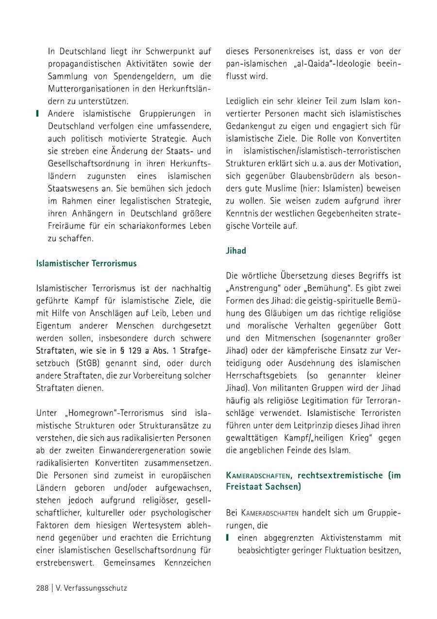 Seite 289 des Verfassungsschutzbericht 2014 Sachsen