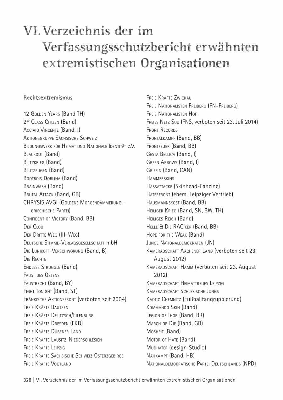 Seite 329 des Verfassungsschutzbericht 2014 Sachsen