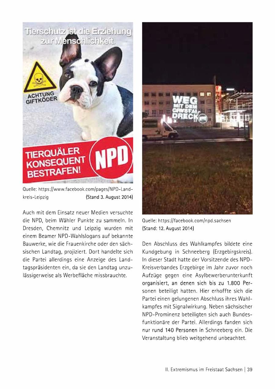 Seite 40 des Verfassungsschutzbericht 2014 Sachsen