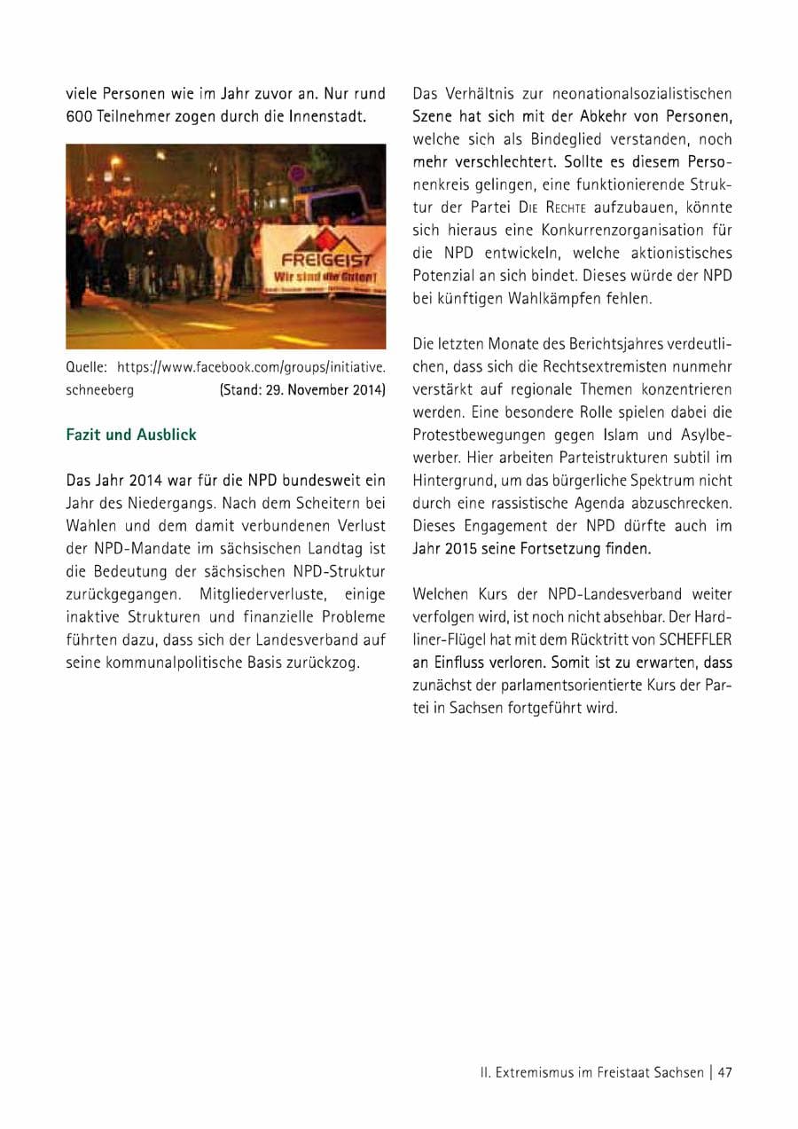 Seite 48 des Verfassungsschutzbericht 2014 Sachsen