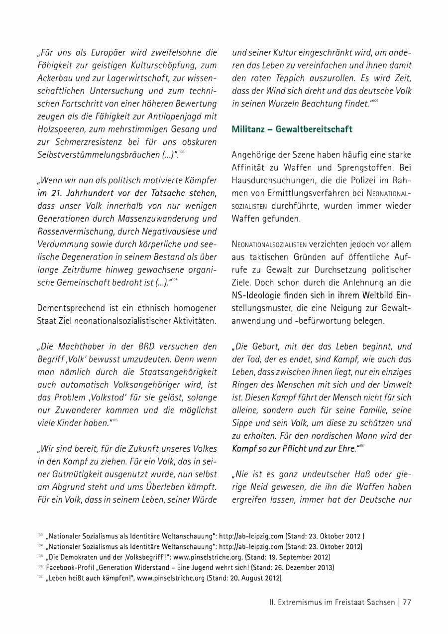 Seite 78 des Verfassungsschutzbericht 2014 Sachsen