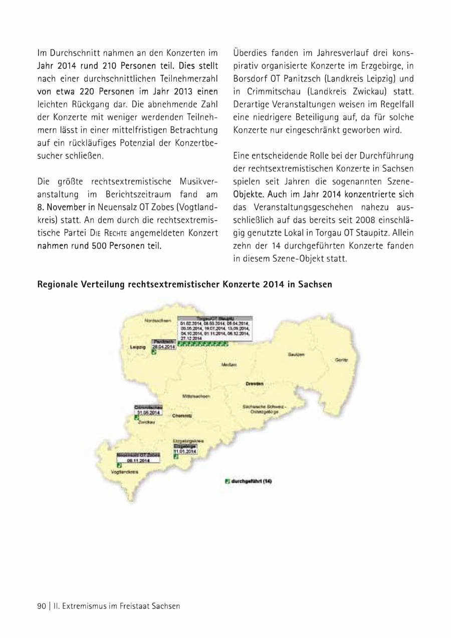 Seite 91 des Verfassungsschutzbericht 2014 Sachsen