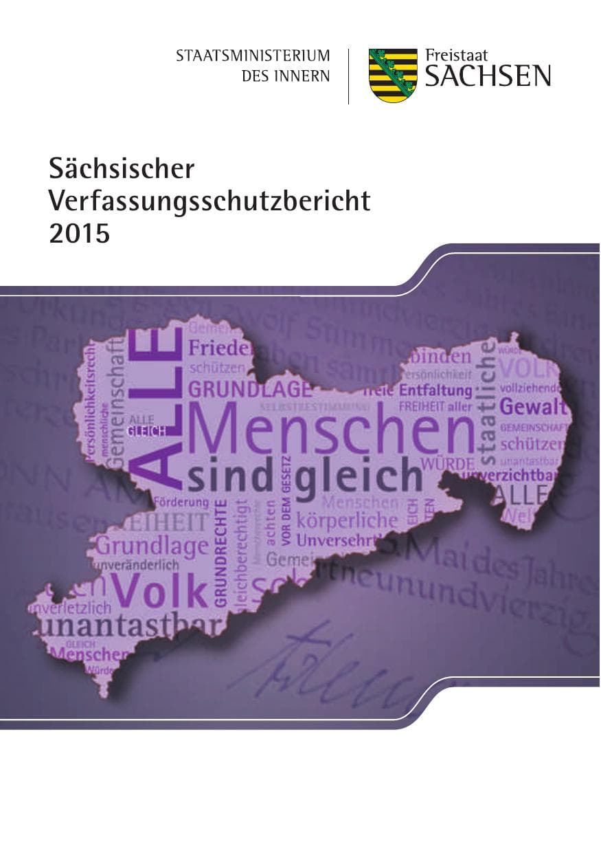Seite 1 des Verfassungsschutzbericht 2015 Sachsen