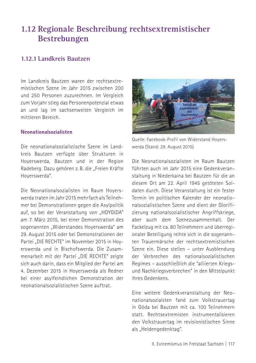 Seite 119 des Verfassungsschutzbericht 2015 Sachsen
