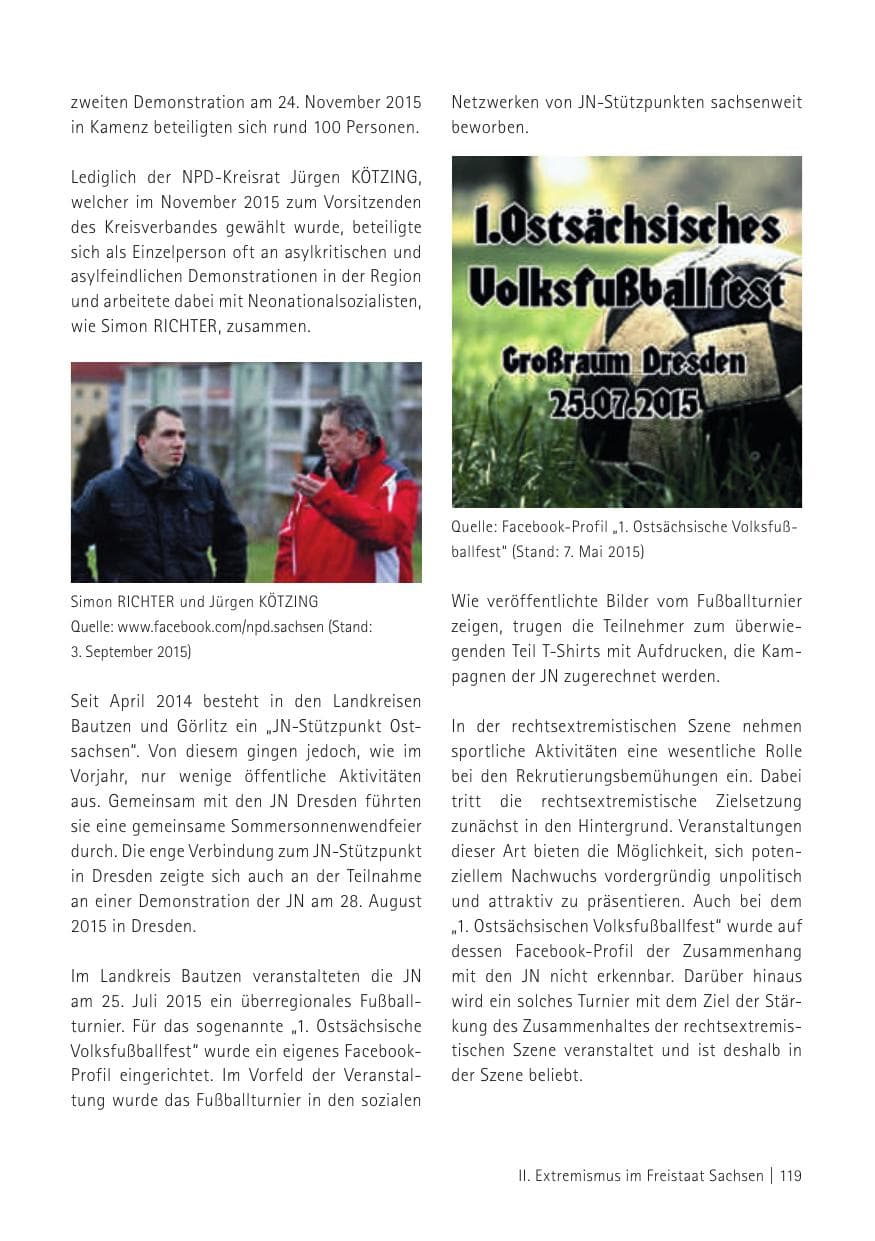 Seite 121 des Verfassungsschutzbericht 2015 Sachsen