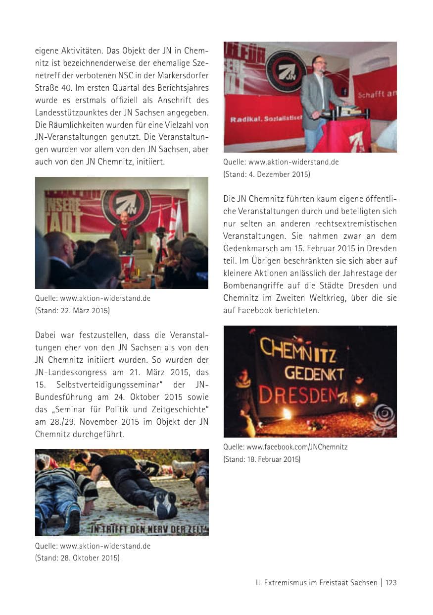 Seite 125 des Verfassungsschutzbericht 2015 Sachsen