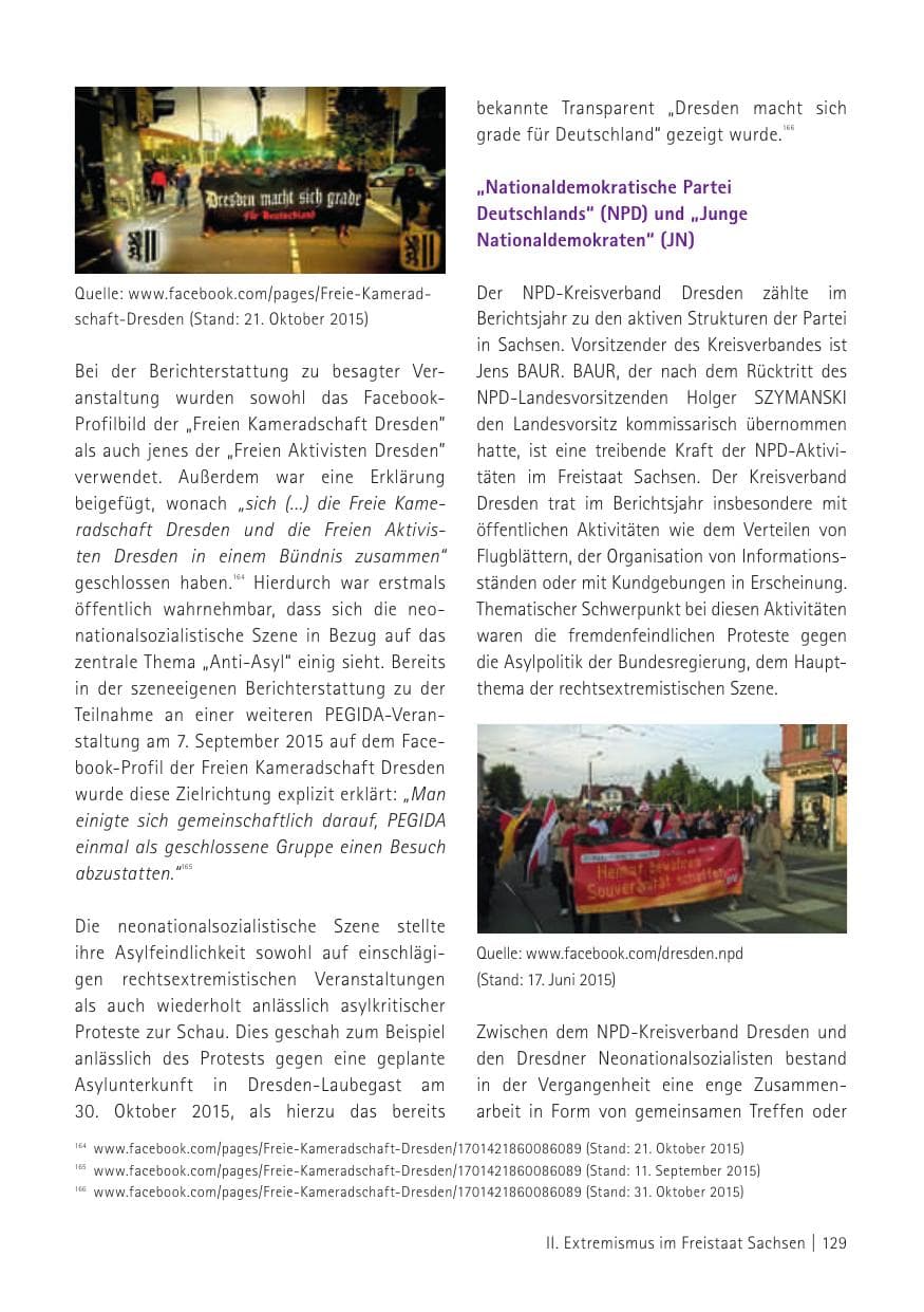Seite 131 des Verfassungsschutzbericht 2015 Sachsen