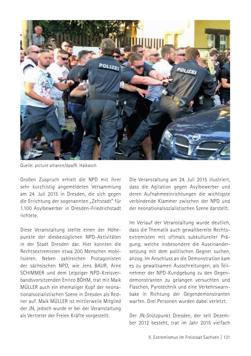 Seite 133 des Verfassungsschutzbericht 2015 Sachsen