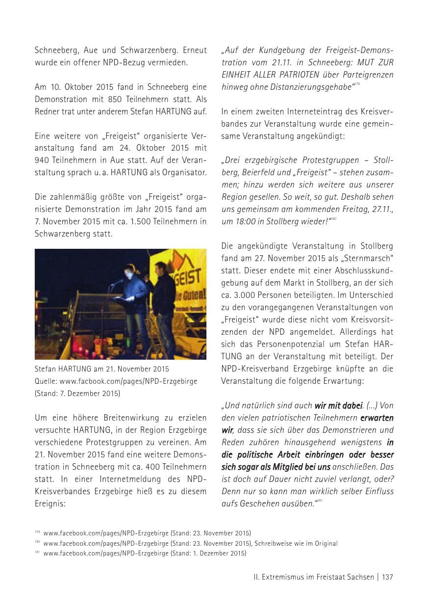 Seite 139 des Verfassungsschutzbericht 2015 Sachsen