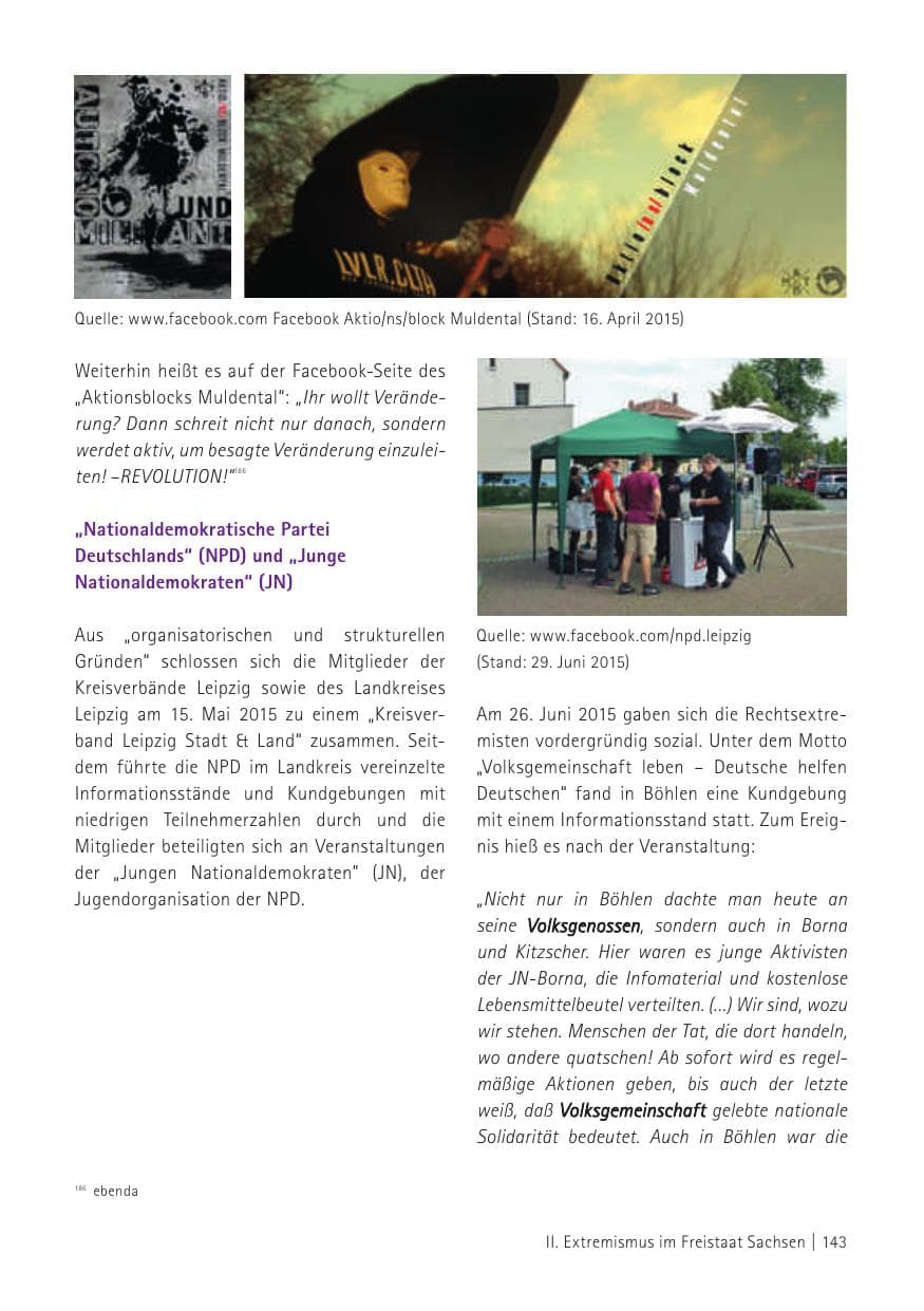 Seite 145 des Verfassungsschutzbericht 2015 Sachsen