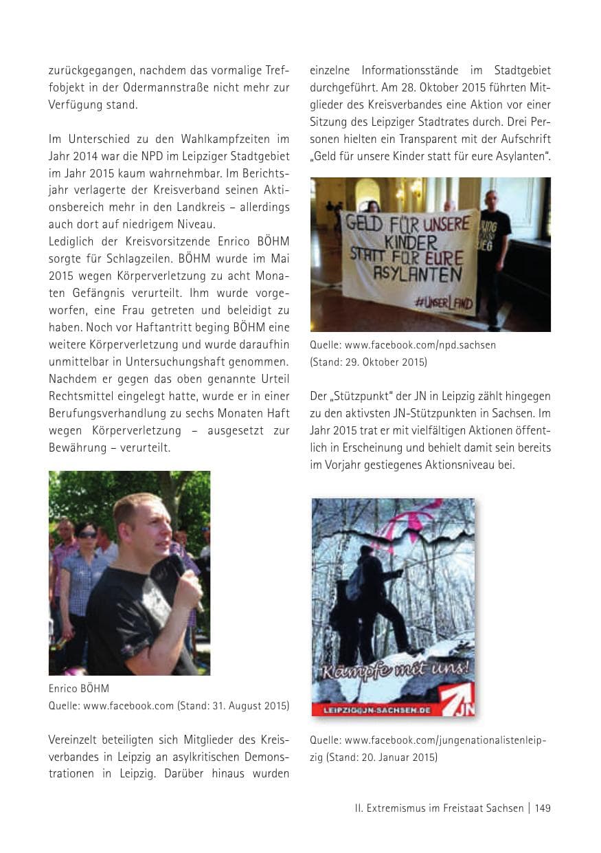 Seite 151 des Verfassungsschutzbericht 2015 Sachsen