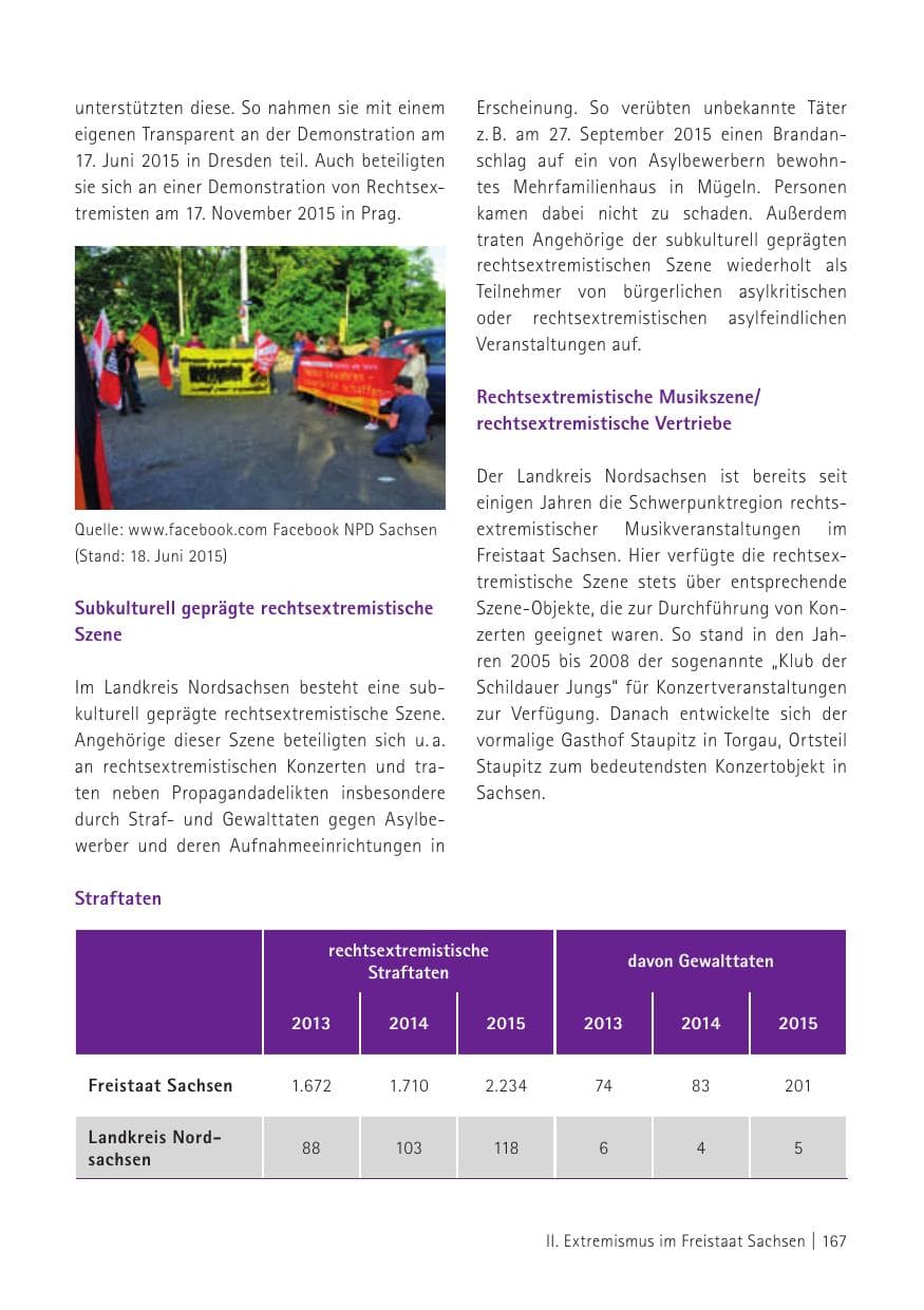 Seite 169 des Verfassungsschutzbericht 2015 Sachsen