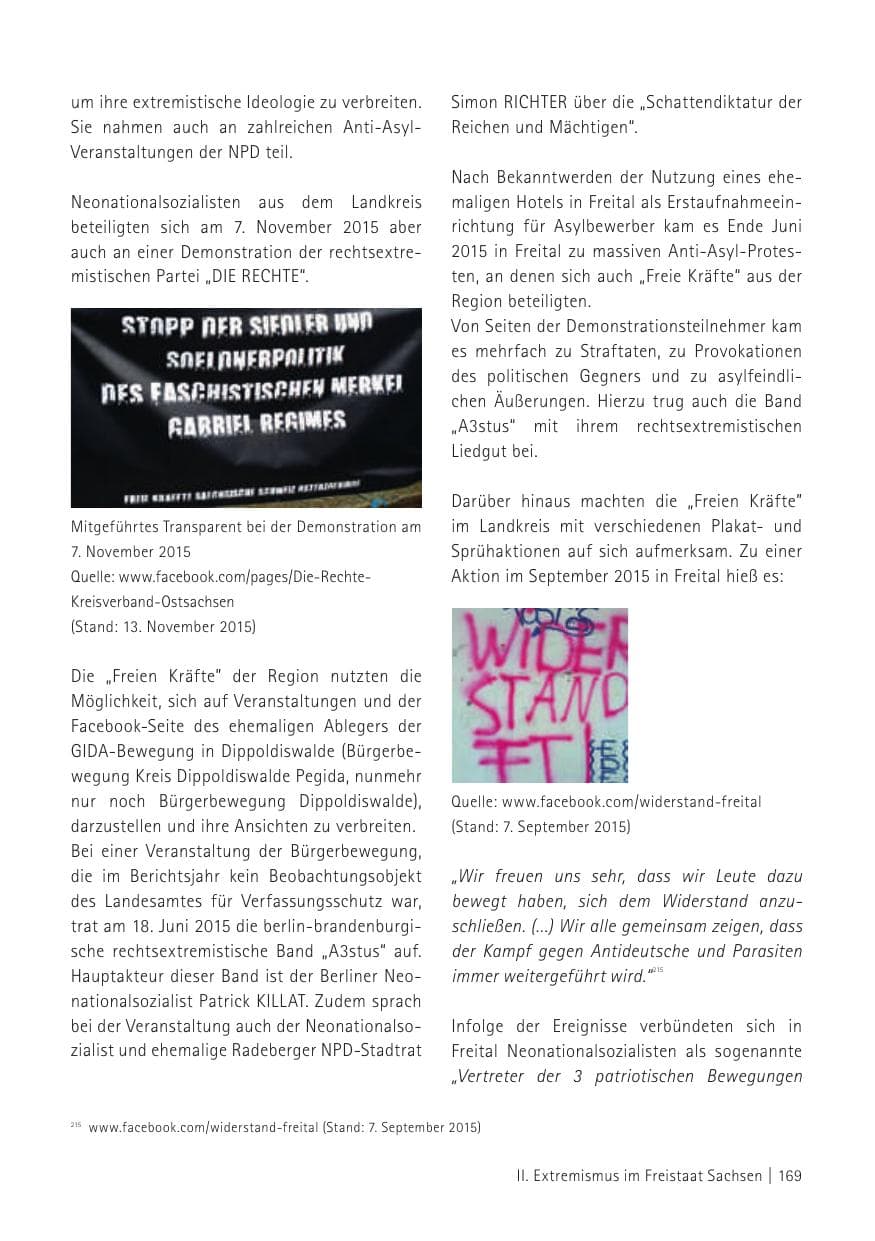 Seite 171 des Verfassungsschutzbericht 2015 Sachsen