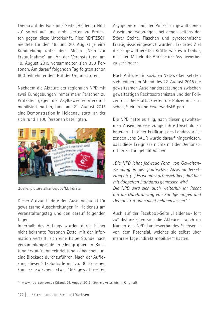 Seite 174 des Verfassungsschutzbericht 2015 Sachsen