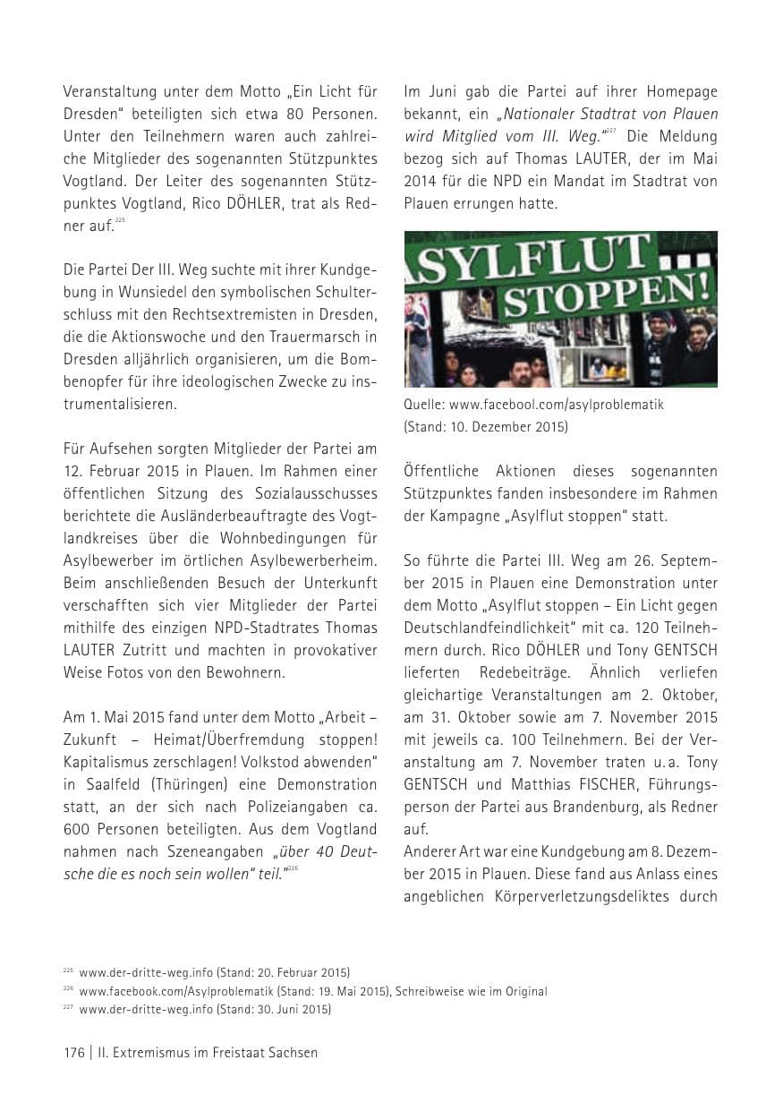 Seite 178 des Verfassungsschutzbericht 2015 Sachsen