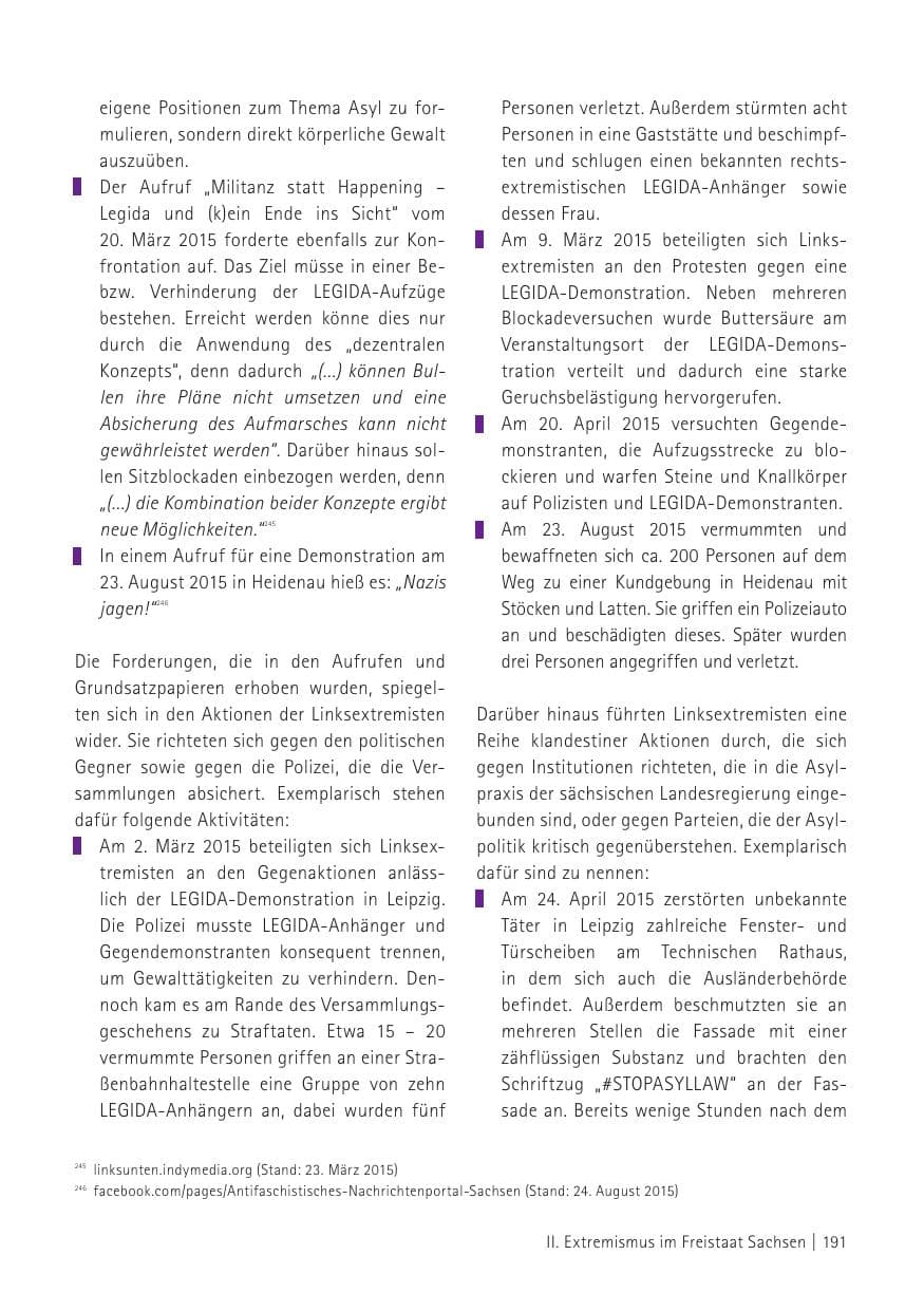 Seite 193 des Verfassungsschutzbericht 2015 Sachsen