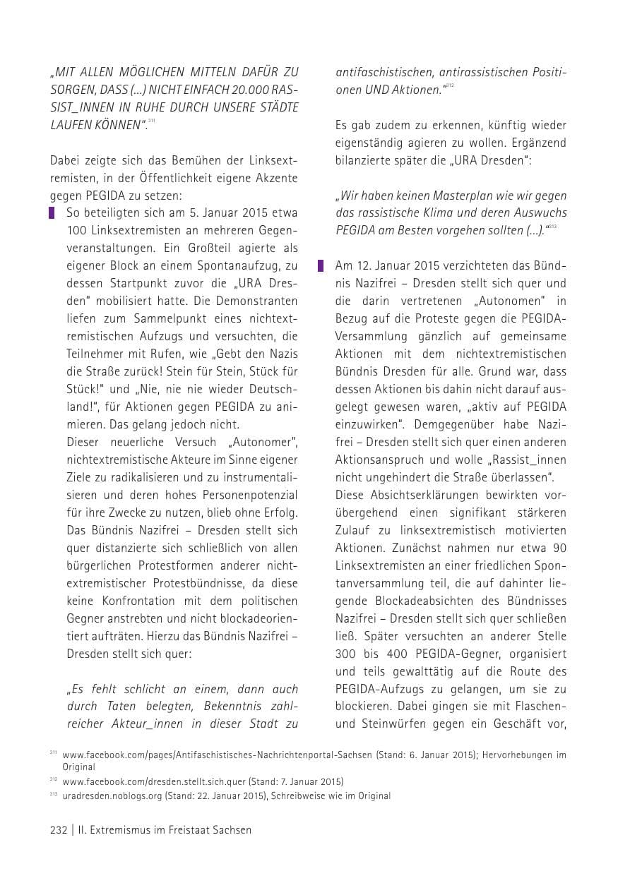 Seite 234 des Verfassungsschutzbericht 2015 Sachsen