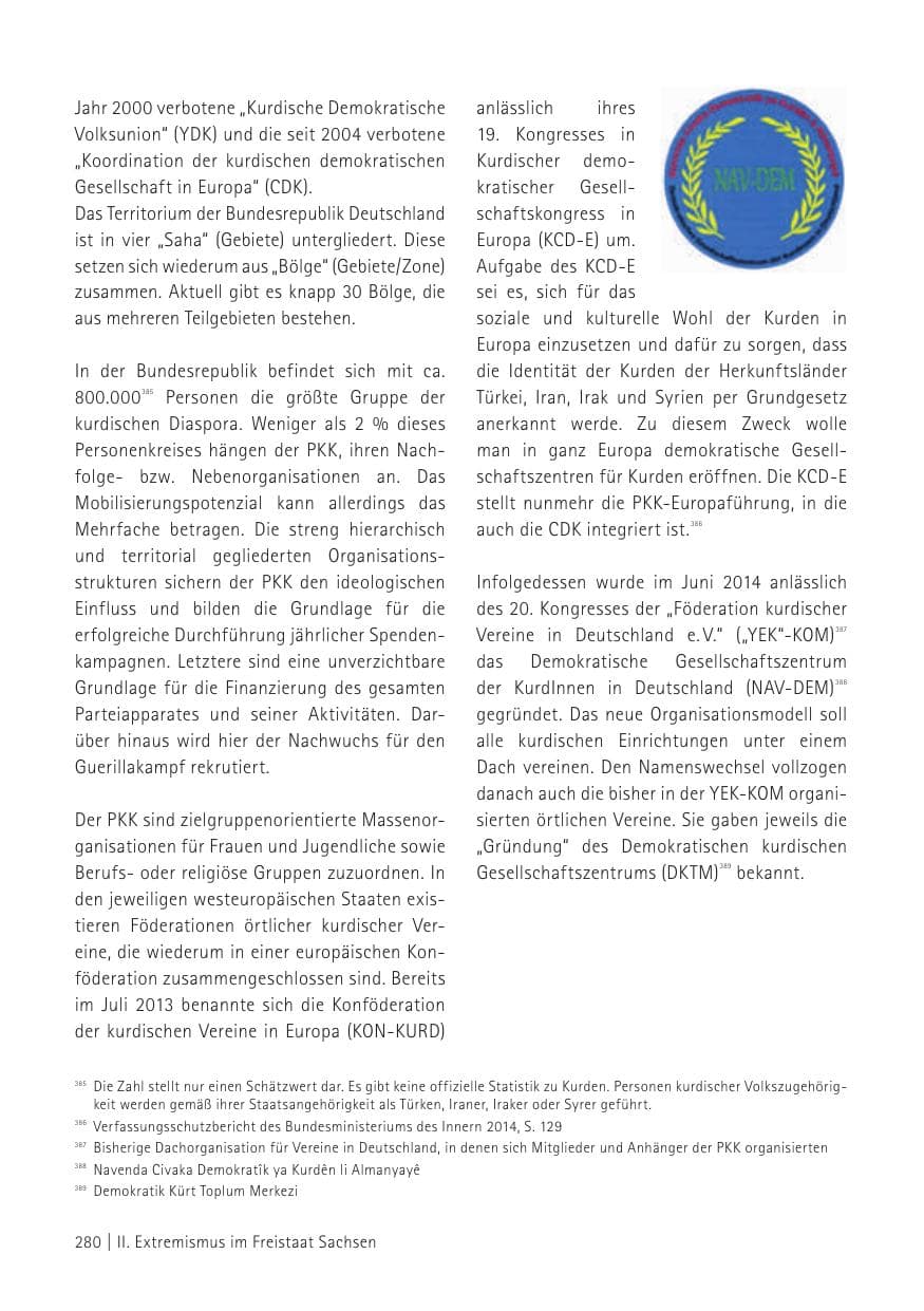 Seite 282 des Verfassungsschutzbericht 2015 Sachsen