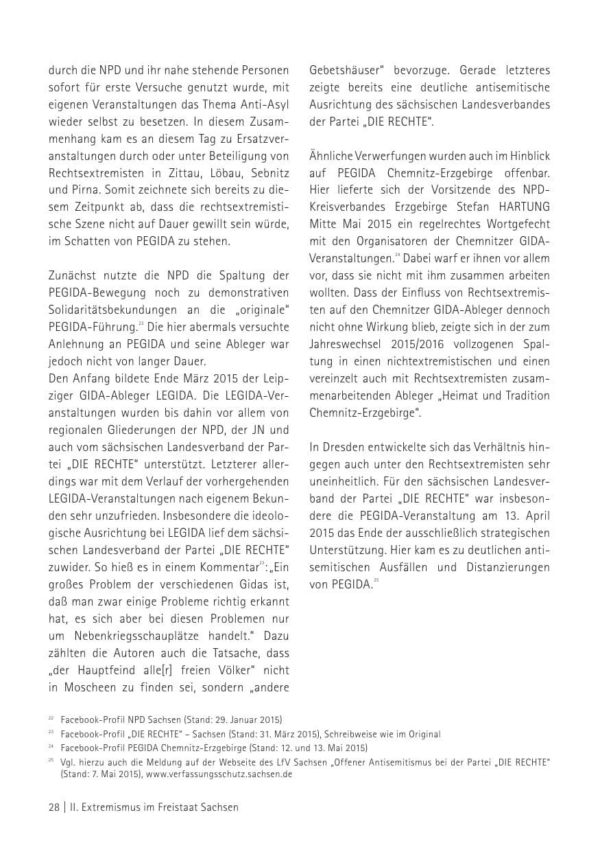 Seite 30 des Verfassungsschutzbericht 2015 Sachsen