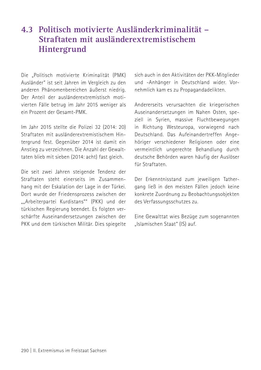 Seite 292 des Verfassungsschutzbericht 2015 Sachsen