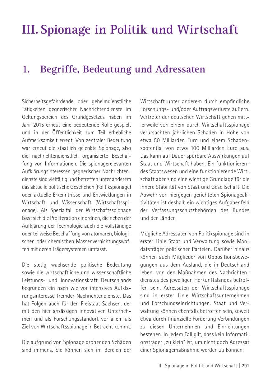 Seite 293 des Verfassungsschutzbericht 2015 Sachsen