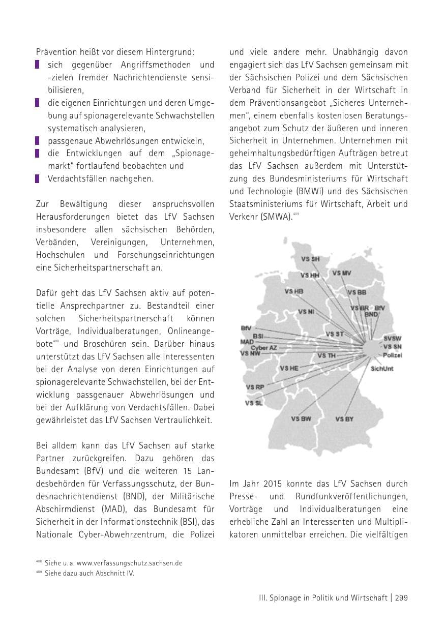 Seite 301 des Verfassungsschutzbericht 2015 Sachsen