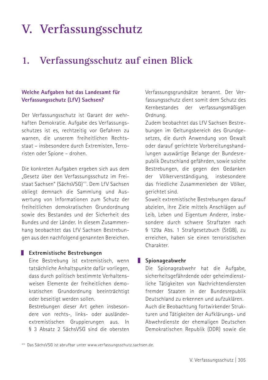 Seite 307 des Verfassungsschutzbericht 2015 Sachsen