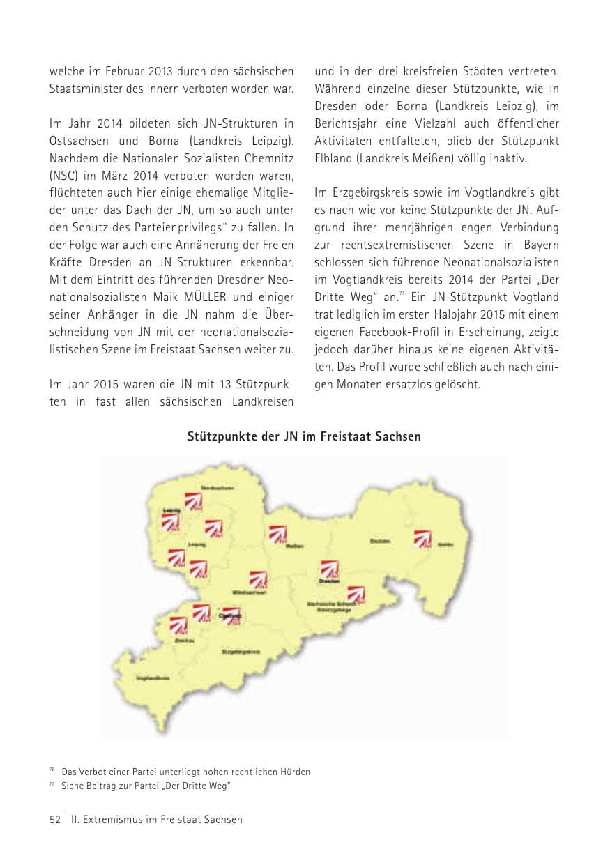Seite 54 des Verfassungsschutzbericht 2015 Sachsen
