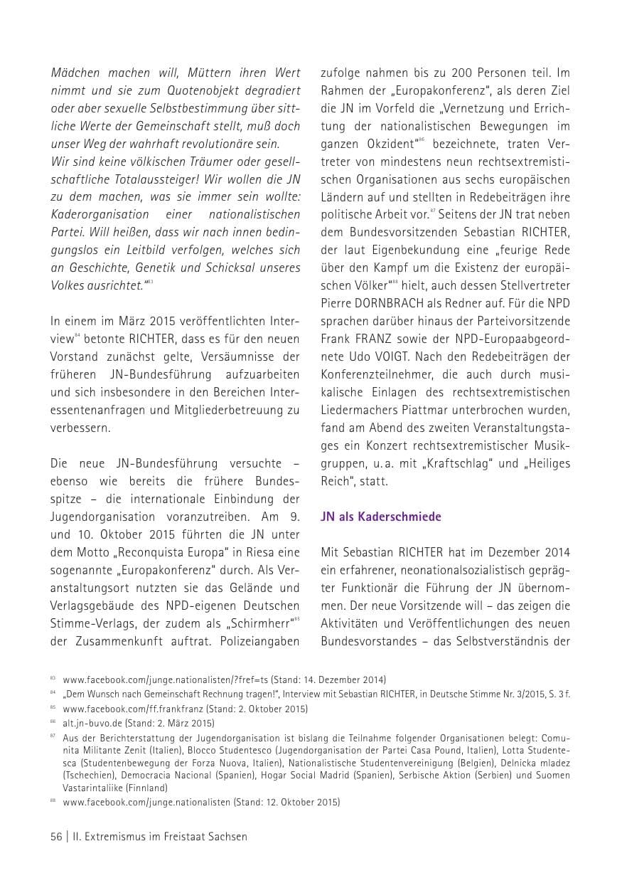 Seite 58 des Verfassungsschutzbericht 2015 Sachsen