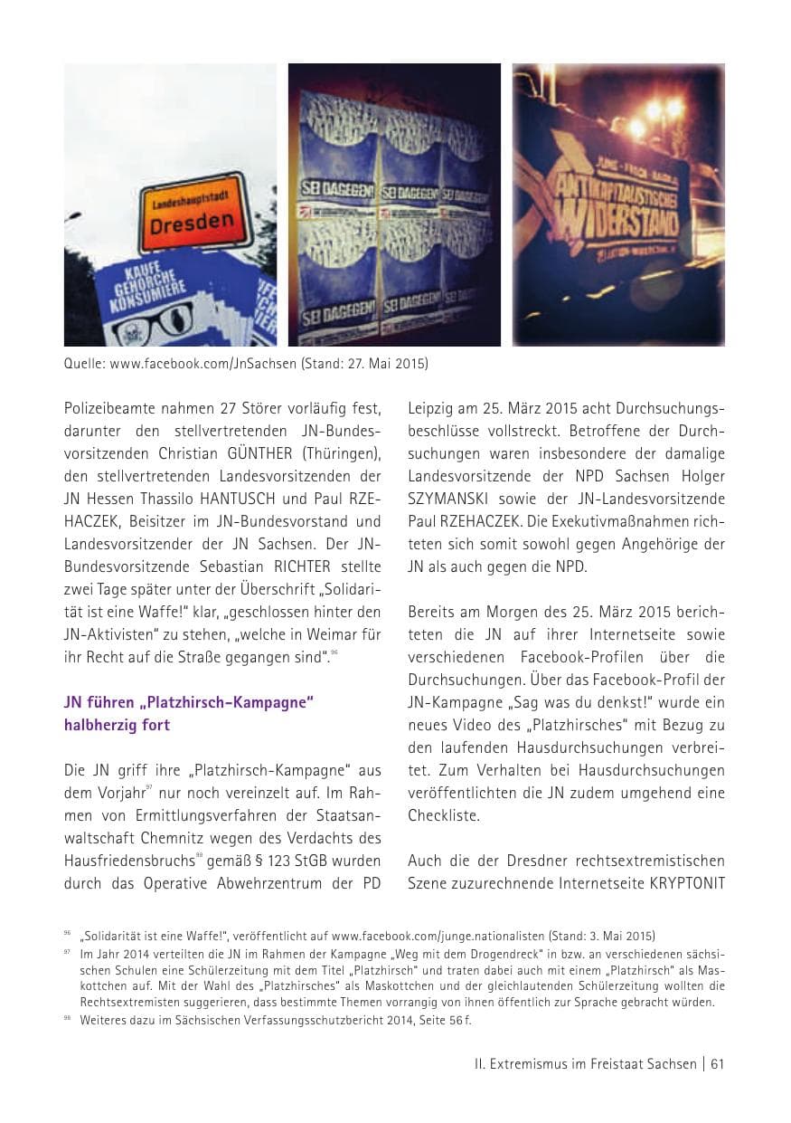 Seite 63 des Verfassungsschutzbericht 2015 Sachsen