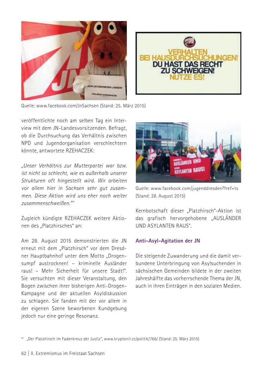 Seite 64 des Verfassungsschutzbericht 2015 Sachsen