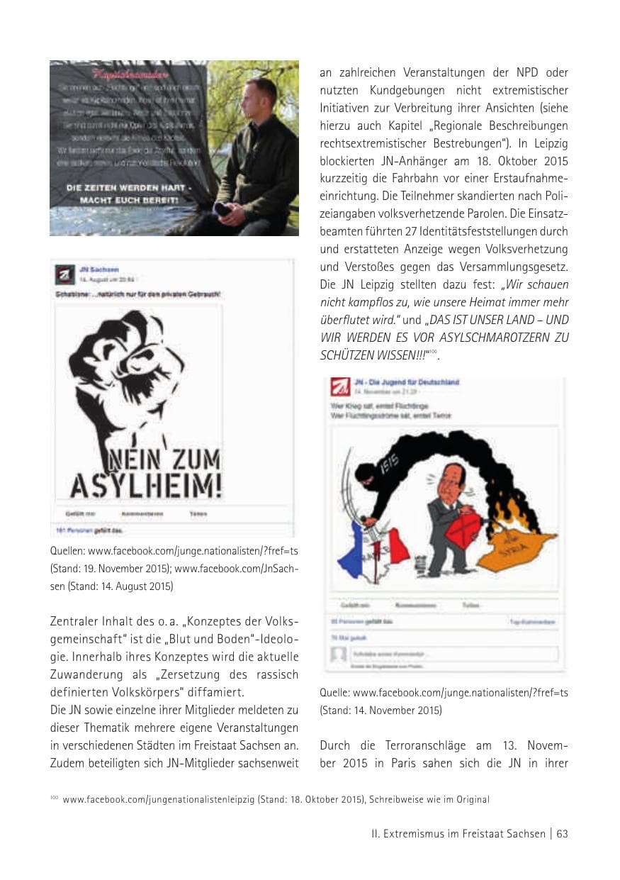 Seite 65 des Verfassungsschutzbericht 2015 Sachsen