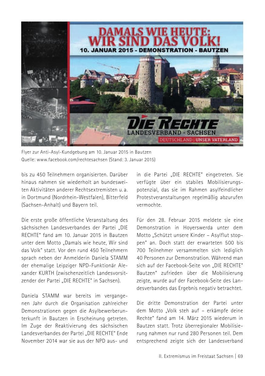 Seite 71 des Verfassungsschutzbericht 2015 Sachsen