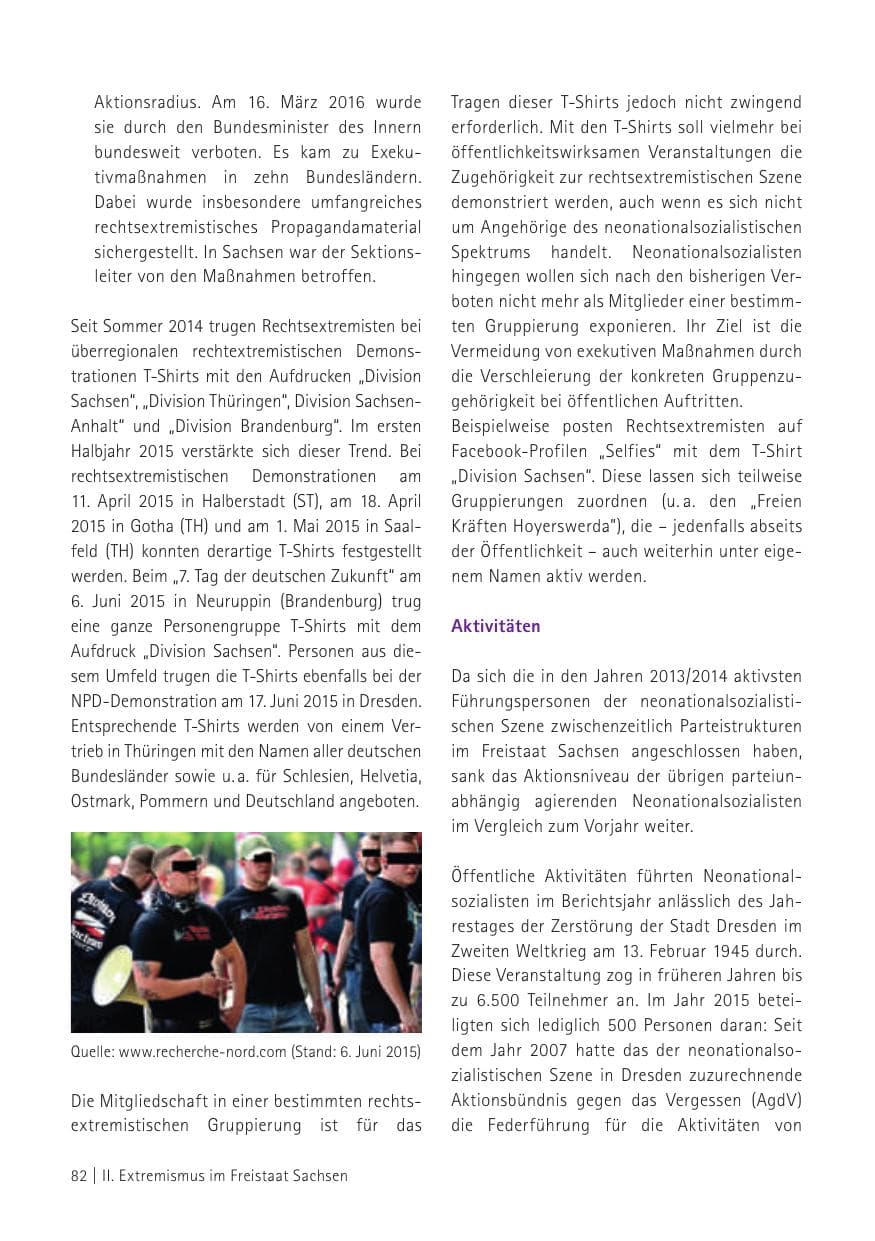 Seite 84 des Verfassungsschutzbericht 2015 Sachsen