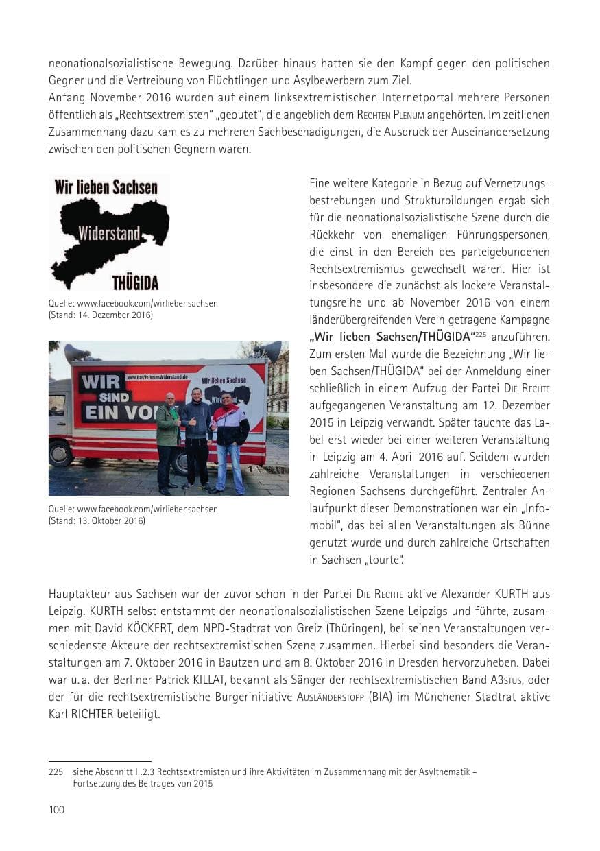Seite 102 des Verfassungsschutzbericht 2016 Sachsen
