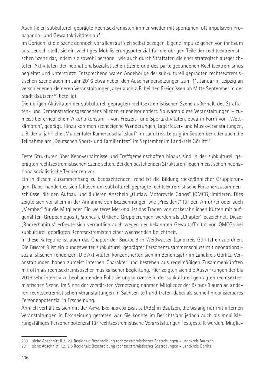 Seite 108 des Verfassungsschutzbericht 2016 Sachsen