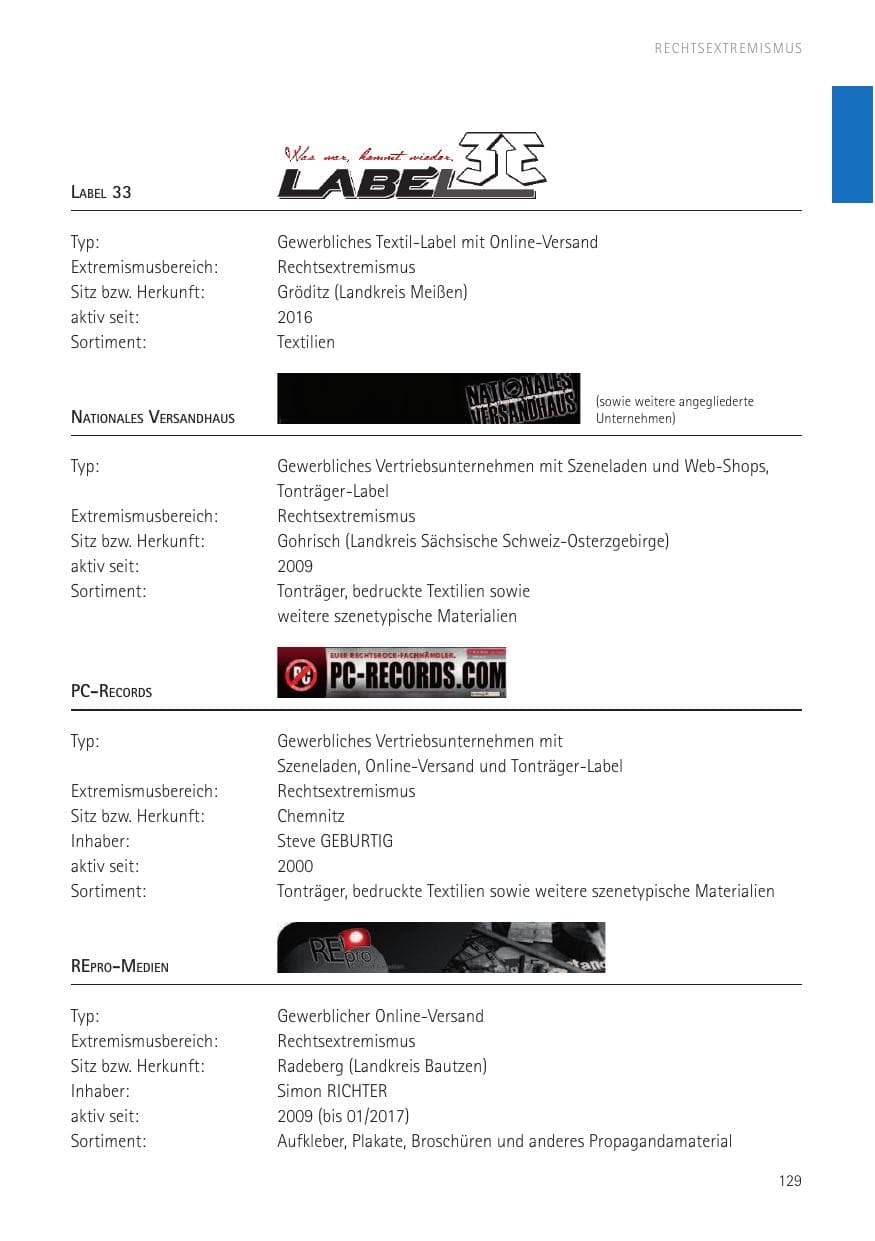 Seite 131 des Verfassungsschutzbericht 2016 Sachsen