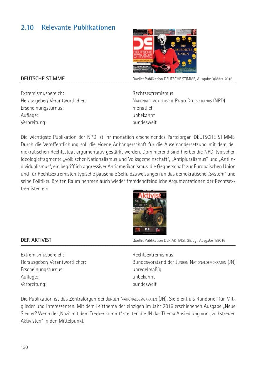 Seite 132 des Verfassungsschutzbericht 2016 Sachsen