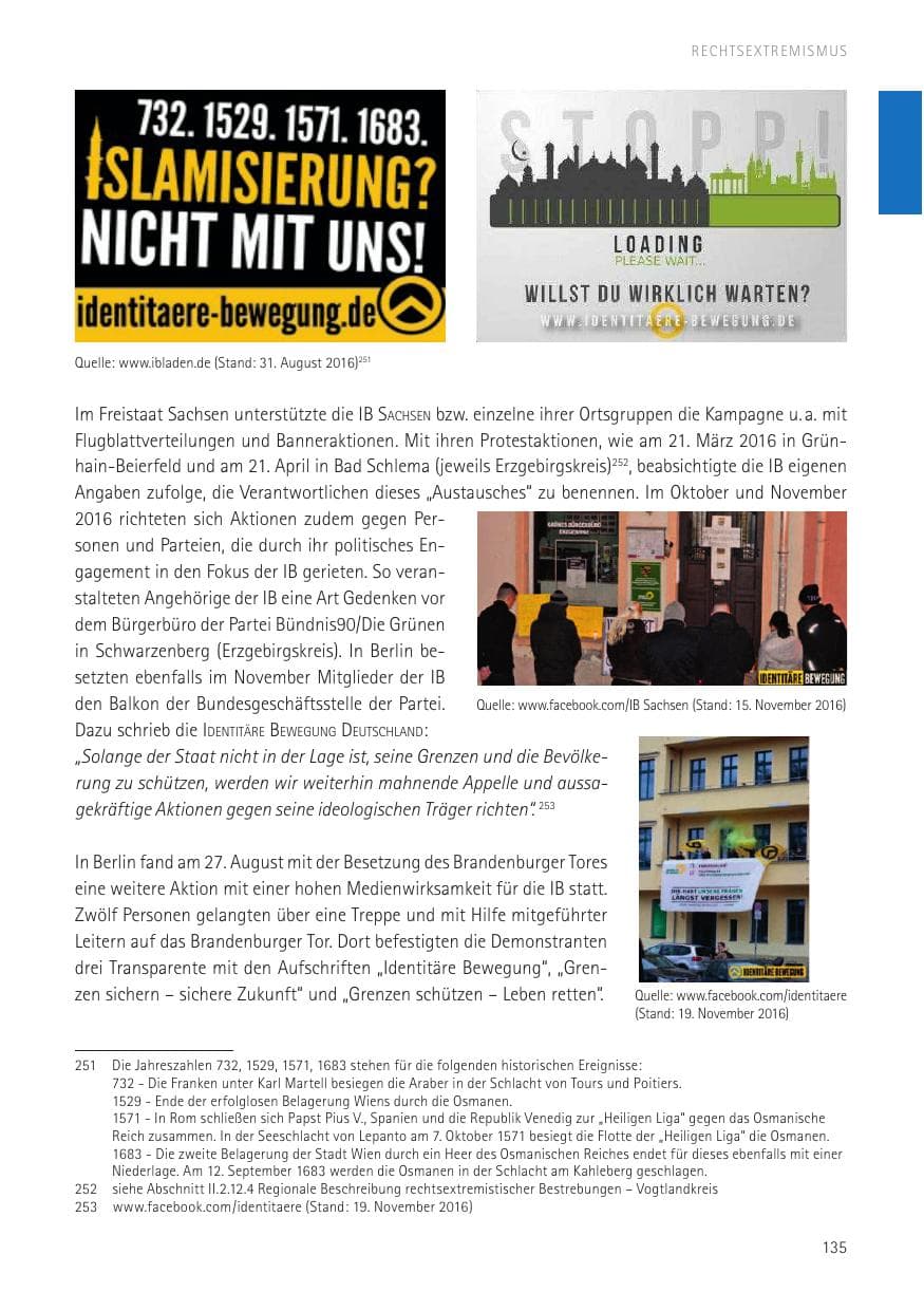 Seite 137 des Verfassungsschutzbericht 2016 Sachsen