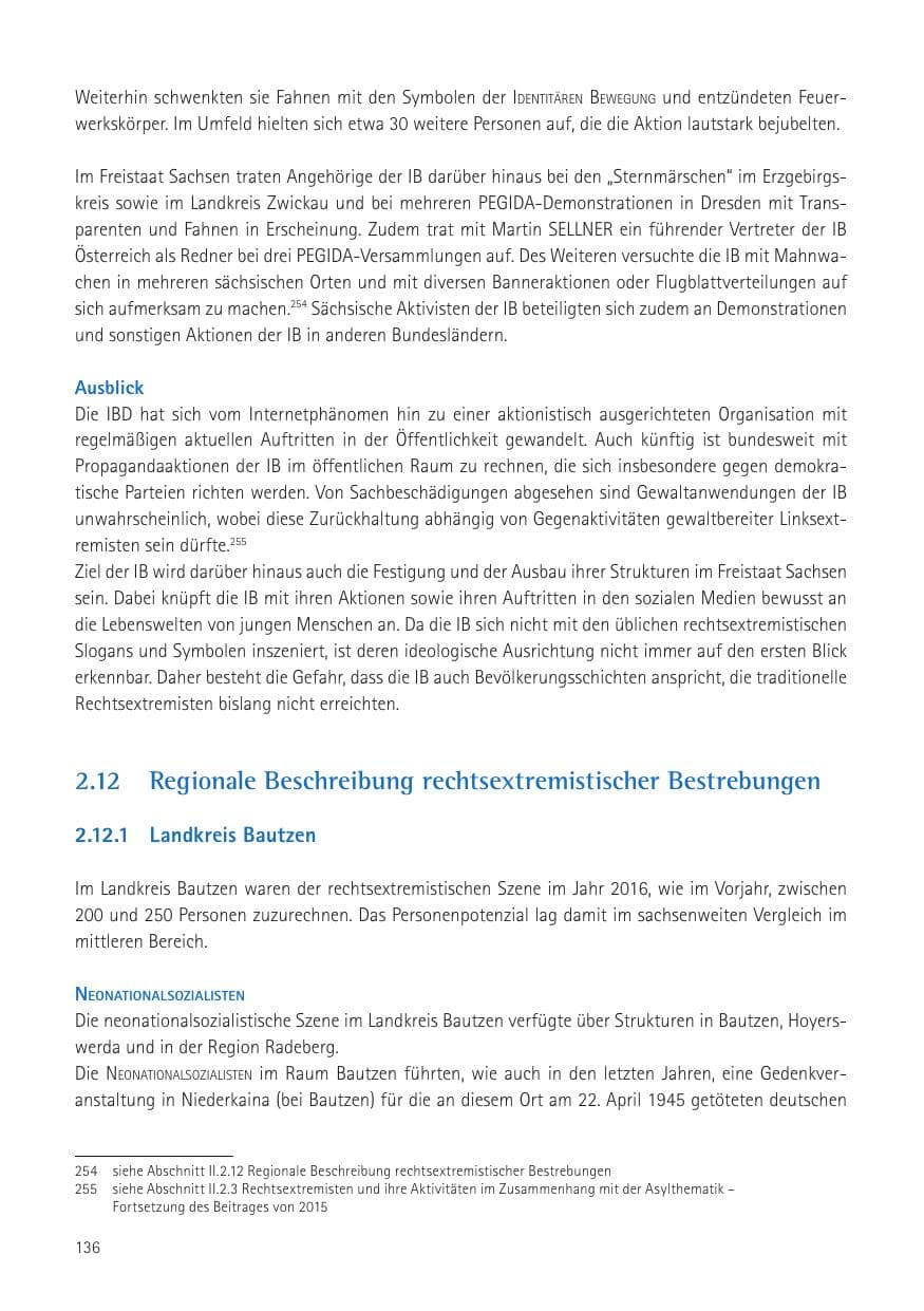 Seite 138 des Verfassungsschutzbericht 2016 Sachsen