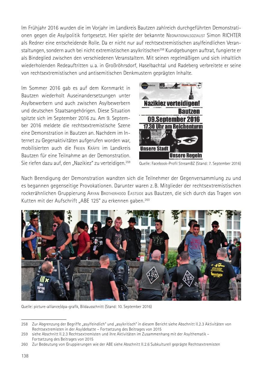 Seite 140 des Verfassungsschutzbericht 2016 Sachsen